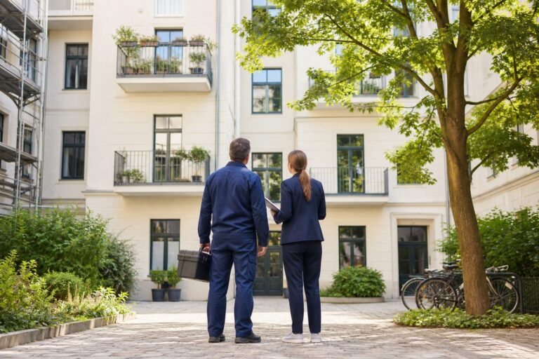 Handwerker bei der Wartung im Wohnhaus – technische Betreuung