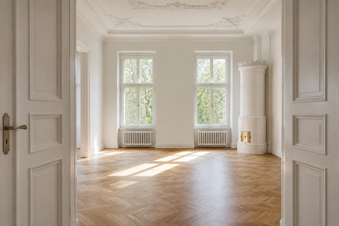 Helle, leere Altbauwohnung mit Parkett – Vermietung